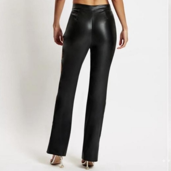 Meshki Alexa cut out side faux leather high waisted pant color black size xxs - Picture 3 of 12
